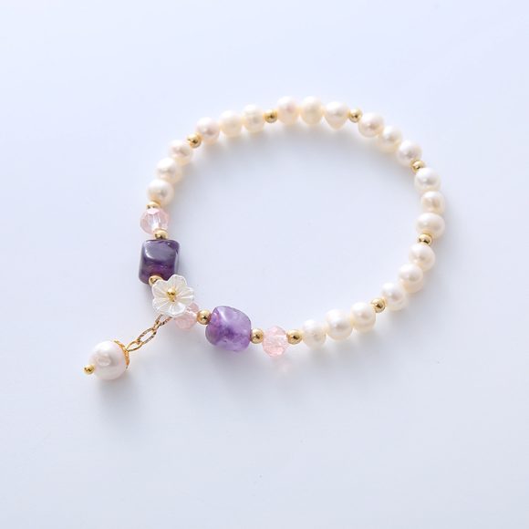 Natural Freshwater Pearl Crystal Bracelet For Women - Image 2