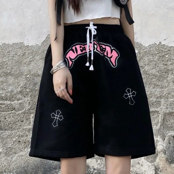 Summer New Loose High Waist Slimming Black Wide-leg Sports Shorts For Women - Image 6