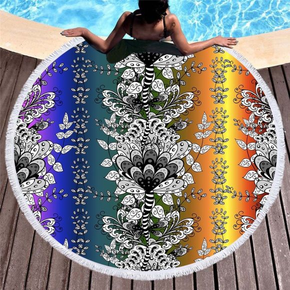 Circular macharo beach towel microfiber digital printing beach towel - Image 6