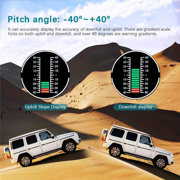 GPS GO 2 Universal Car HUD Monitoring Speed Level Gradient Compass - Image 10