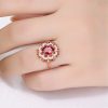 Women's 18K Rose Gold-plated Diamond-inlaid Hollow Flower Head Ring