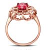 Women's 18K Rose Gold-plated Diamond-inlaid Hollow Flower Head Ring - Image 5