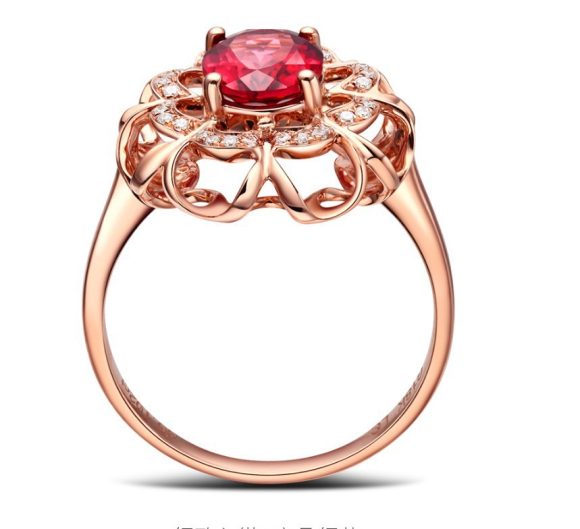 Women's 18K Rose Gold-plated Diamond-inlaid Hollow Flower Head Ring - Image 5