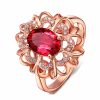 Women's 18K Rose Gold-plated Diamond-inlaid Hollow Flower Head Ring - Image 4