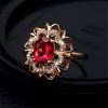 Women's 18K Rose Gold-plated Diamond-inlaid Hollow Flower Head Ring - Image 2