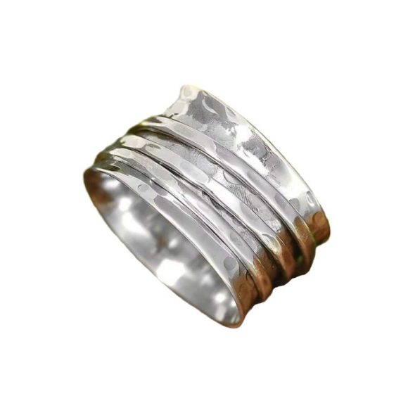 Retro Cross-border Hammer Surface European And American Design Women's Ring - Image 3