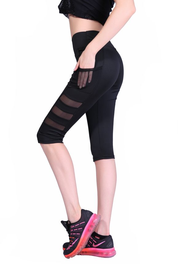 helisopus women in quick drying high waist pants pocket, elastic mesh sports leisure fitness that hot pants leggings - Image 2