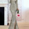 Europe and the United States one shoulder asymmetric sparkling crystal long dress skirt dress