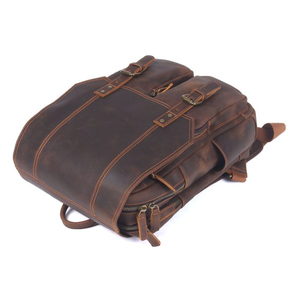 Vintage Large Capacity Crazy Horse Leather Backpack - Image 4