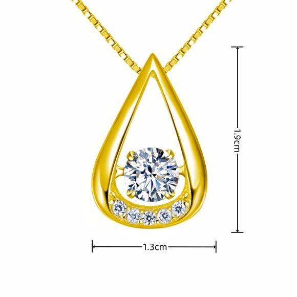 White Gold Plated Drop-shaped Diamond-embedded Smart Pendant Necklace - Image 9