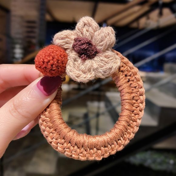 Woolen flowers tie hair elastic - Image 6