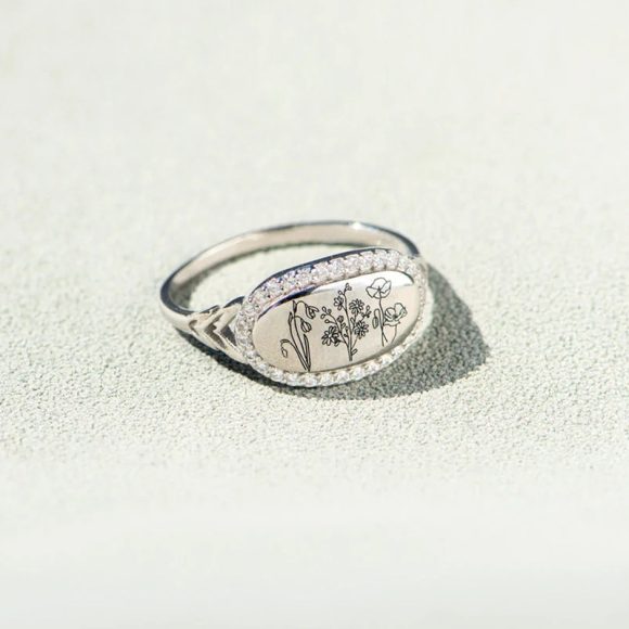 S925 Sterling Silver Flowers Epoxy Oil Zircon Ring For Women - Image 4