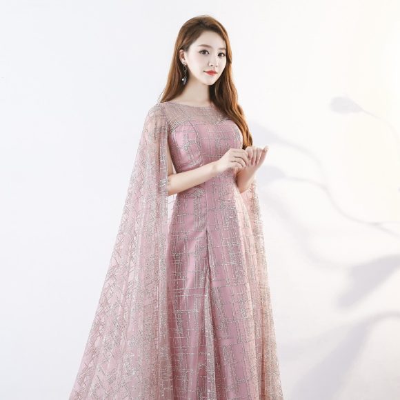 Long Slim Cloak Trailer Performance Dress - Image 5