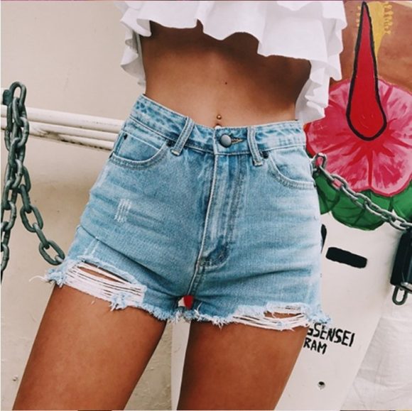 Women's retro ins hot classic ripped denim shorts - Image 7