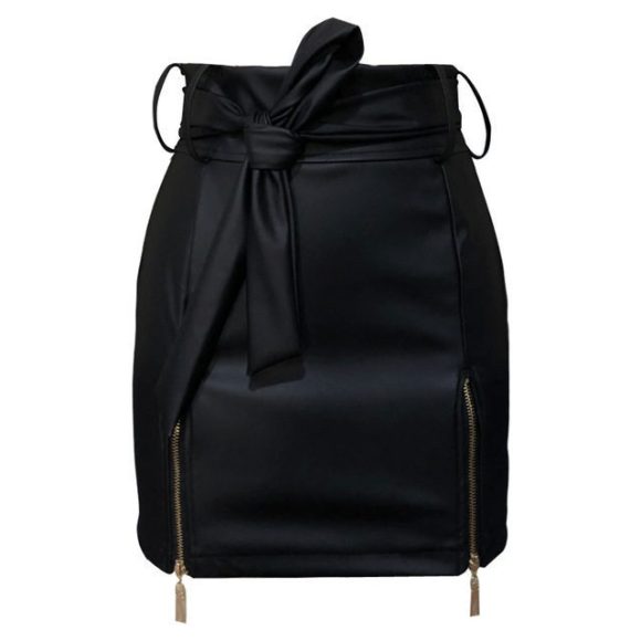 Women Bandage PU Leather Skirt Ladies Short Mini Skirts - Image 6