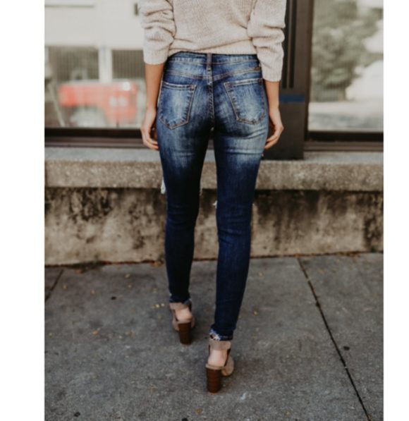 Women's jeans, pierced feet, mid-rise jeans - Image 5