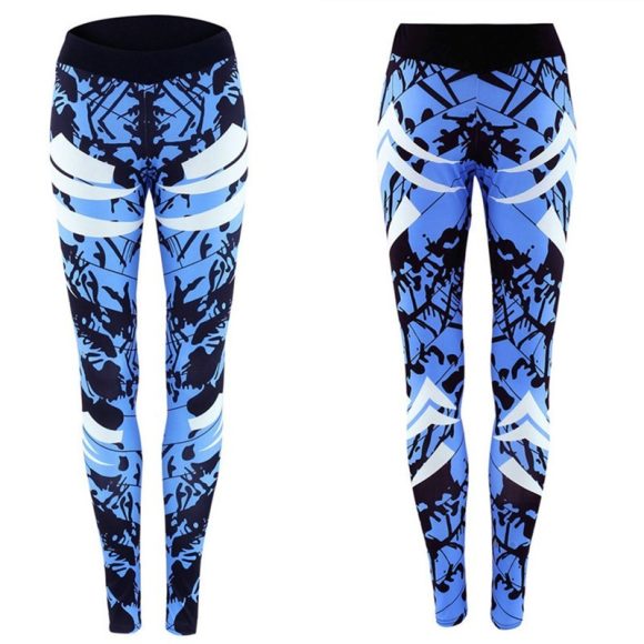 Dark Blue Printed Tight Gym Leggings - Image 2