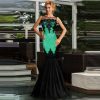 Europe and America long skirt sexy sleeveless sequin mesh stitching banquet evening dress dew backpack hip fishtail mopping dress - Image 2