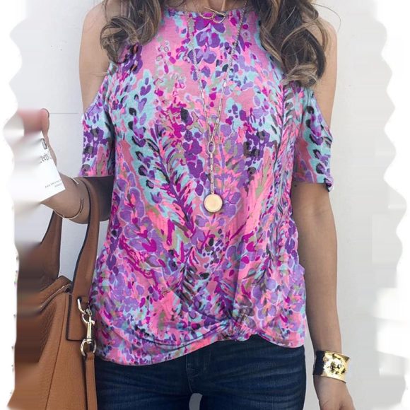 Twisted Printed Short Sleeve Summer Thin Personalized - Image 5