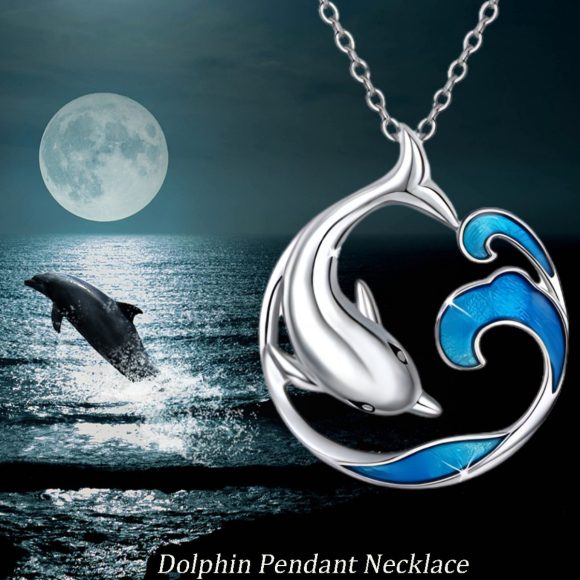 Cute Dolphin Wave Round Necklace - Image 4