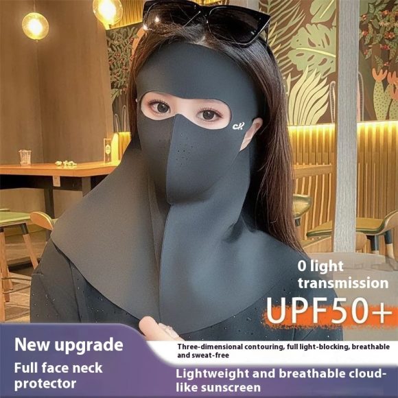 Summer Ice Silk Full Face Seamless Neck And Forehead Integrated Sun Mask - Image 7
