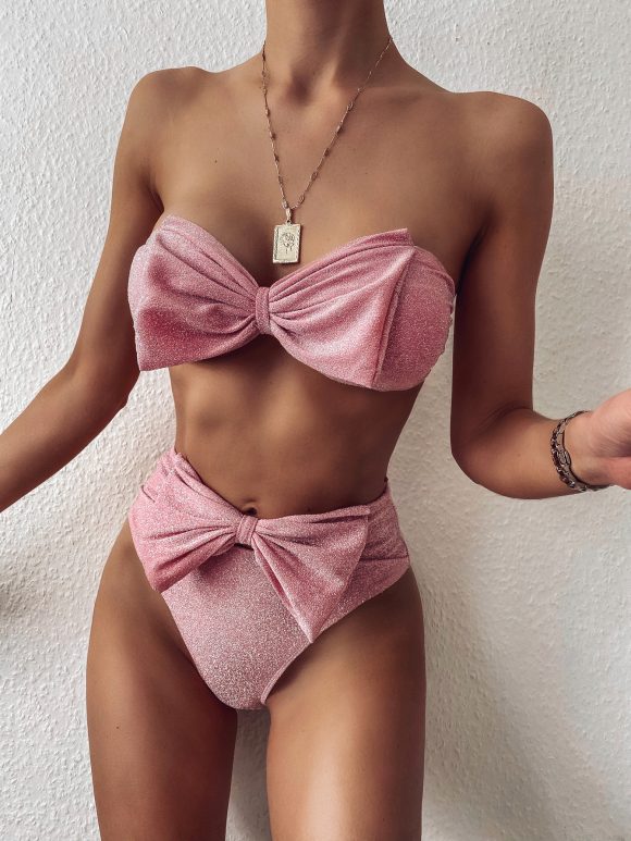 Split bright silk bikini - Image 3