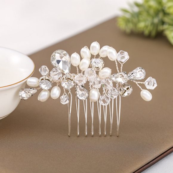 Simple Wedding Ornament Crystal Pearl Handmade - Image 2