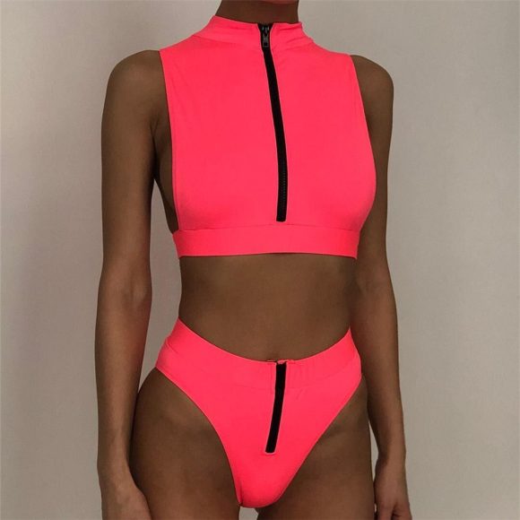 New Swimsuit Fluorescent Swimsuit Solid Bikini - Image 8