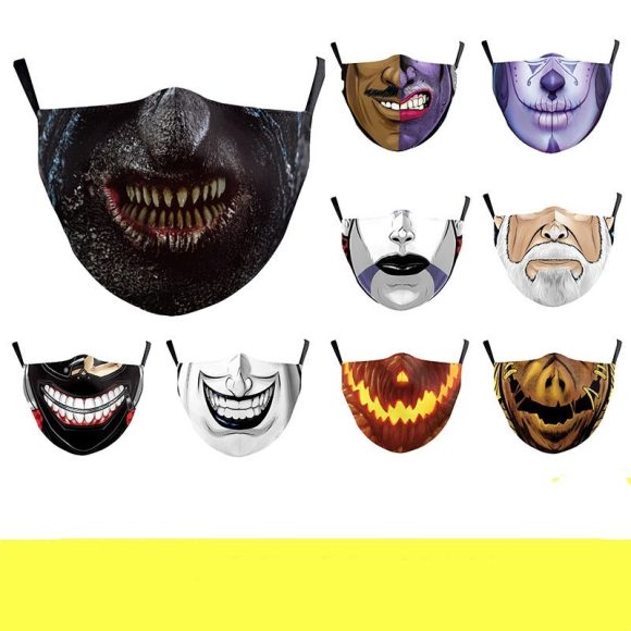 Halloween Digital Printing Funny Horror Face Double Layer Dust Mask - Image 3