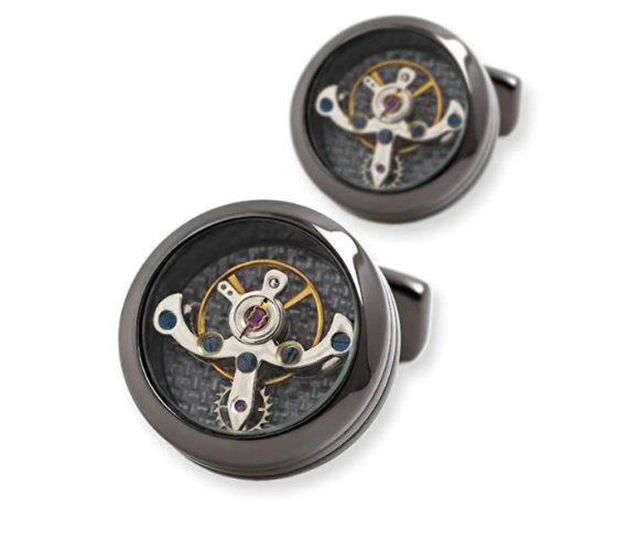 Tourbillon Movement French Shirt Cufflinks Stainless Steel Mechanical - Image 7