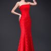 Long dress fuchsia and white lace trailing sexy bride wedding dress - Image 2