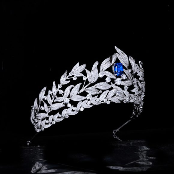 Sapphire Crown Copper Micro Inlay AAA Zircon Crown Wedding Headdress - Image 6