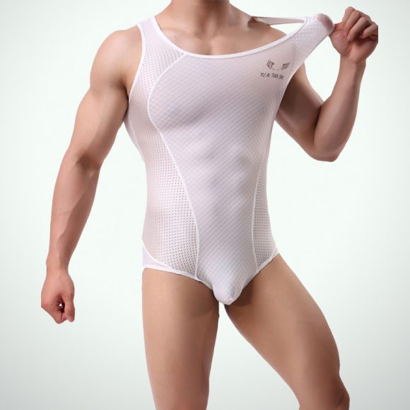 New Men's Breathable Solid Color Nylon One Piece Swimsuit Fitness Suit - Image 4