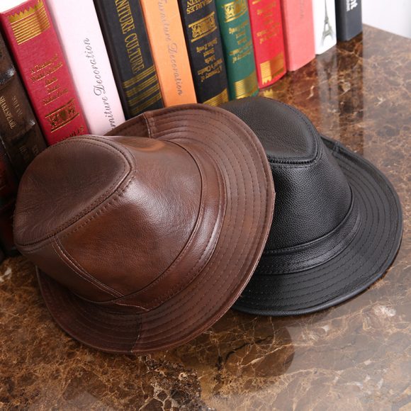 Men's And Women's Cowhide Hats With Big Eaves On The Street - Image 3