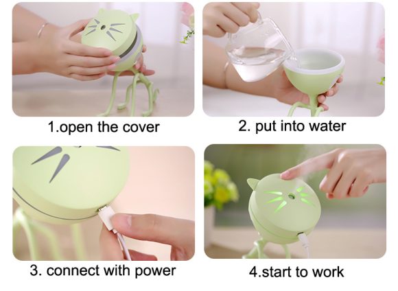 150ML Cat Ultrasonic Humidifier Aromatherapy Diffusers USB Car Air Freshener Home Mini Air Water Air Purifier Led Bulb Diffuser - Image 2