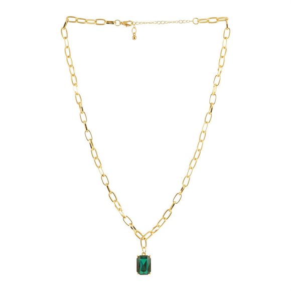 Fashionable Retro Emerald Rhinestone Necklace For Women - Image 5
