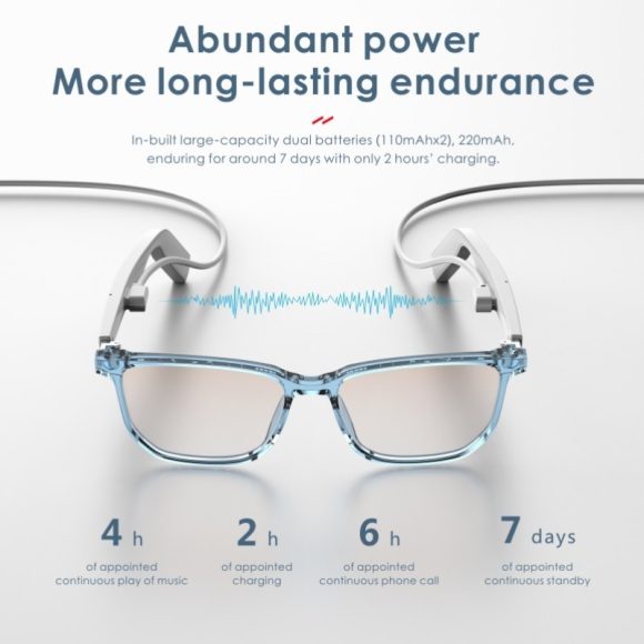 Bluetooth Mobile Phone Smart Glasses Voice Call Music Anti Blue Light Intelligent White Unisex Eyeglasses - Image 9