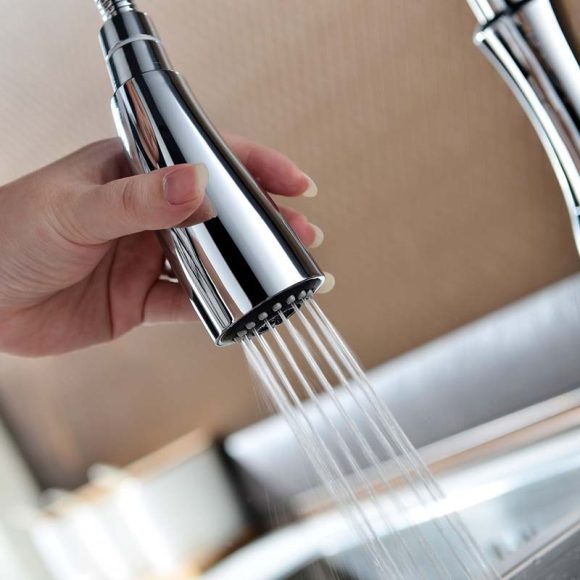 All Copper Rotatable Pull-Out Retractable Kitchen Faucet - Image 2