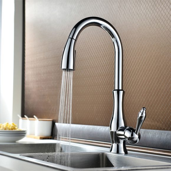 All Copper Rotatable Pull-Out Retractable Kitchen Faucet - Image 5
