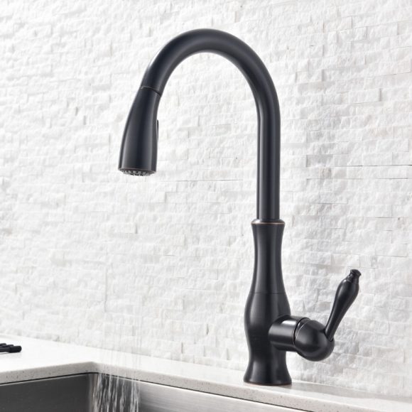 All Copper Rotatable Pull-Out Retractable Kitchen Faucet - Image 3