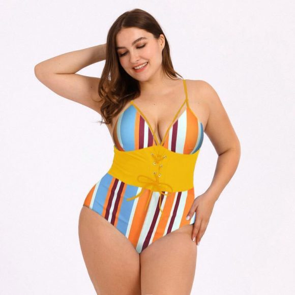 Women's Plus Size Bikini Printed Bouquet Waist - Image 5
