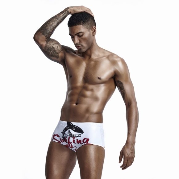 Beach Surfing  Shark Print Swimming Trunks - Image 4