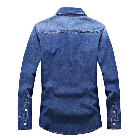 Denim Shirt Men Cotton Jeans Shirt Fashion Autumn Slim Long Sleeve Cowboy Shirt Stylish Wash Slim Tops Asian Size 3XL - Image 4