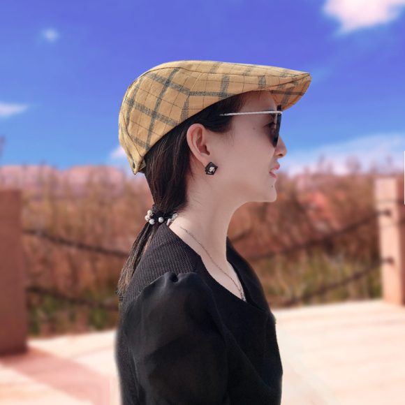 Peaked Cap Forward Cap Plaid Baseball Cap Visor Beret Sun Hat - Image 9