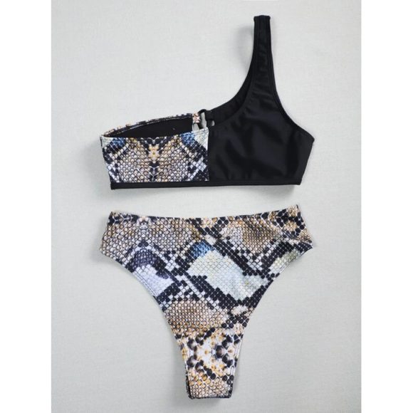 Ladies Split Swimsuit One Shoulder Leopard Print Bikini New Style Swimwear - Image 3