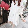 Korean Cotton And Linen Embroidery Maternity Dress And Nursing Clothes