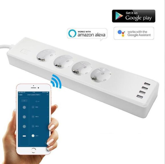Tuya Smart Power Strip Tuya Smart Remote APP Sub-control European Smart Wiring Board Supports Alexa Voice - Image 2