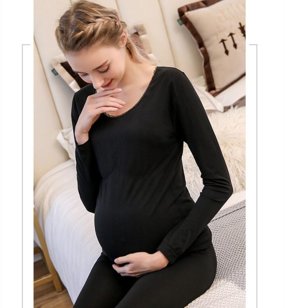 Modal Pregnant Women'S Autumn Clothes And Long Trousers Seamless Body Lifting And Thermal Underwear Set - Image 2