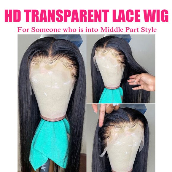 Female Black Front Lace Mid-Length Straight Hair - Image 5