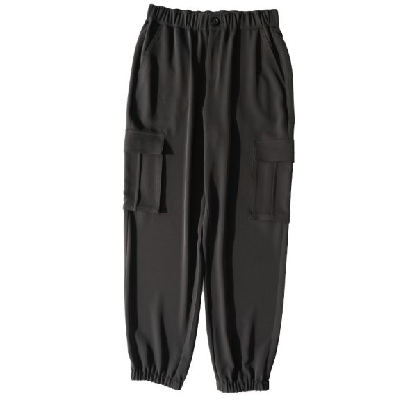 Cargo Pants Elastic High Waist Cropped Trousers Casual Pants - Image 3